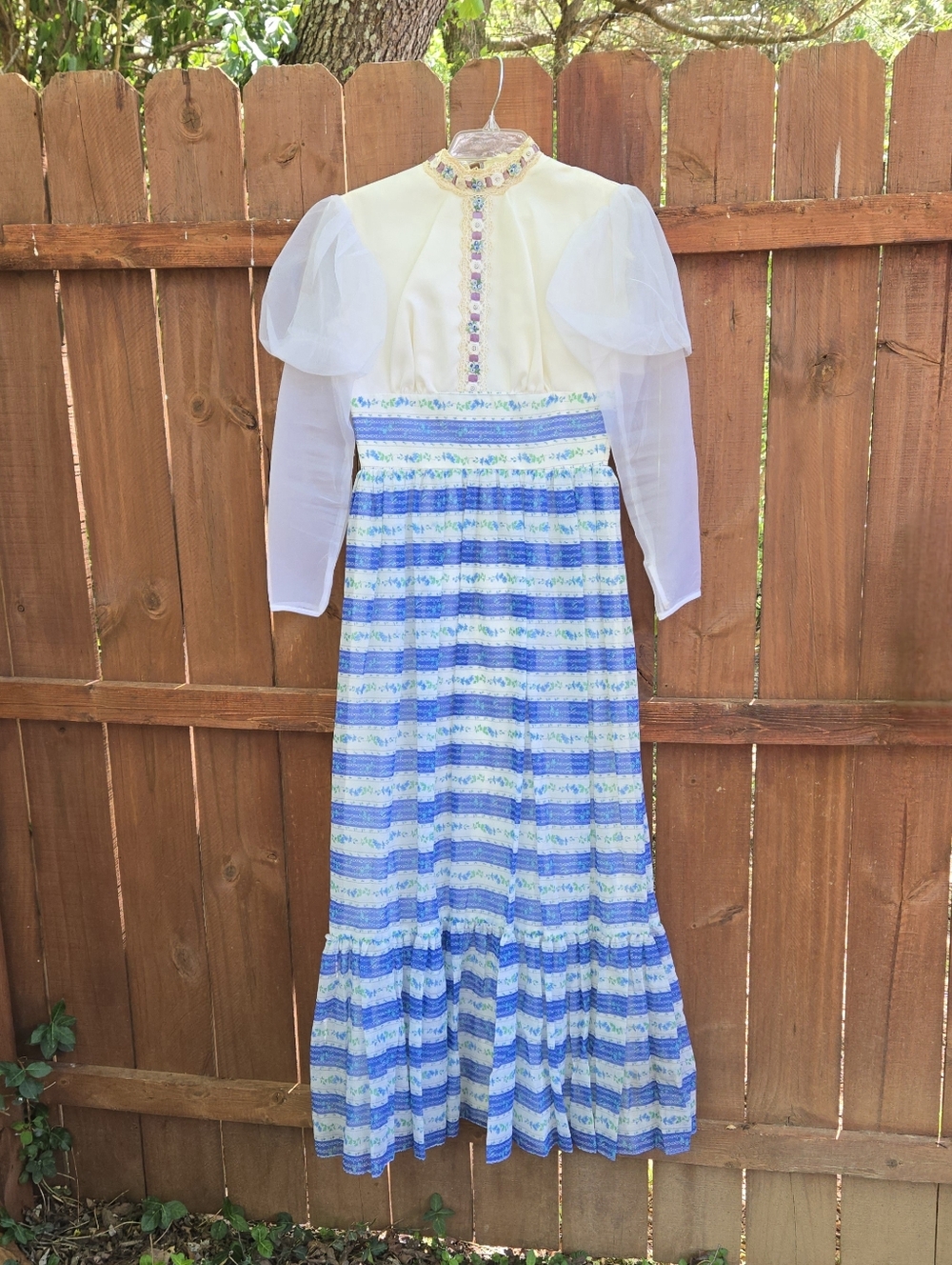 Vintage 70s Cottagecore Style Prairie Floral High Neck Dress, SIZE S, See Info!
